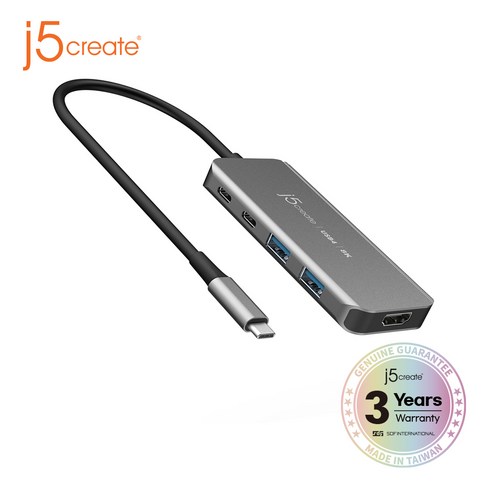 [j5create] JCH453 USB4 8K 60Hz USB C타입 슬림 멀티허브 6in1, 단품, 단품