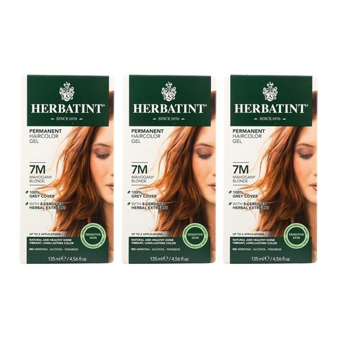 허버틴트 퍼머넌트 허벌 헤어컬러 젤 135ml, Mahogany Blonde, 3개