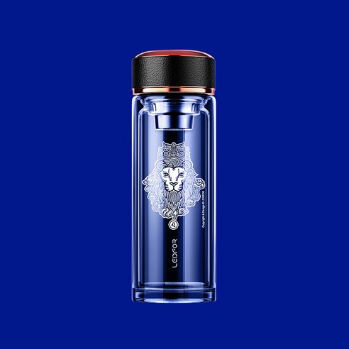 Redf 더블 레이어 유리 인쇄 차 컵 물 컵 [원래 저작권 암], 레오, 500Ml