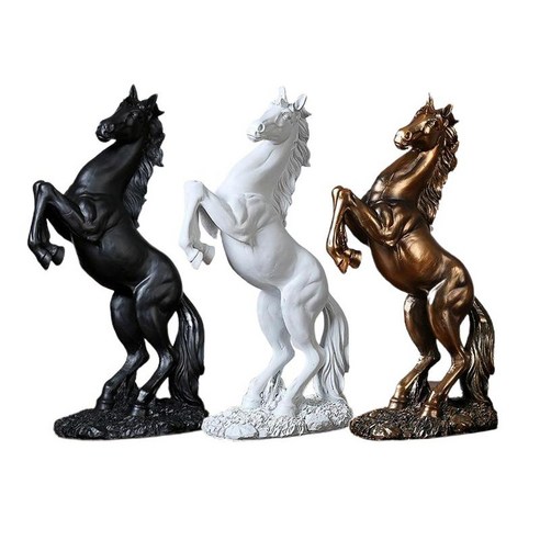 3PCS 말 동상 홈 장식 조각 수지 현대 장식 그림, 여러 가지 빛깔의