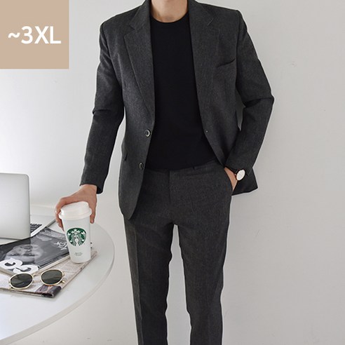 알렌디노 브릿지 싱글 수트 차콜