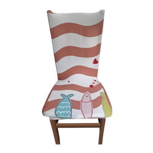 의자 커버 현대 심플한 스판 날염 의자 커버 바 바 오물 방지 식탁 의자 커버 스판 의자 커버, 물고기