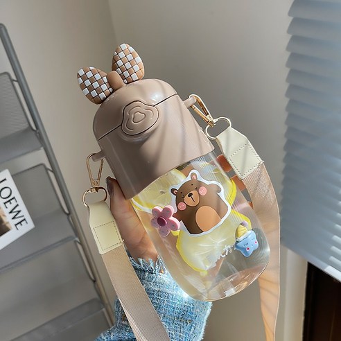 【휴대용 물병】물 컵 대용량 높은 찾고 패션 플라스틱 컵 새로운 스타일의 물병 컵, 색깔4