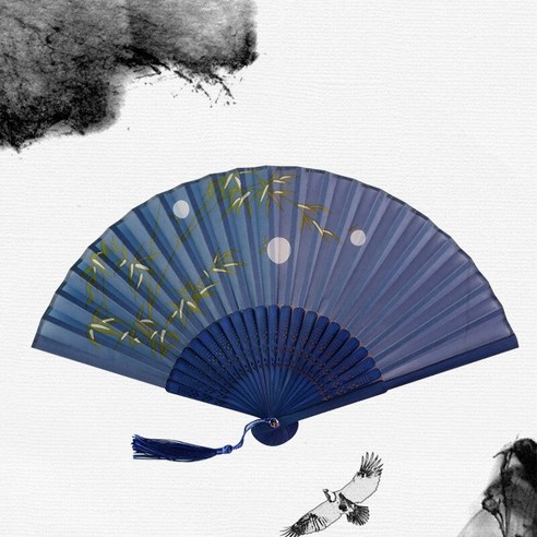 빈티지 실크 접는 손 팬 대나무 중국어 패브릭 팬 패턴 아트 공예 일본어 장식 홈 신부 접는 손 팬, {"크기":"하나"}, Fabric Fan 12