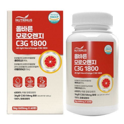 뉴트리너스 올바른 모로 오렌지 C3G 1800 NEW 리뉴얼, 1개, 60정