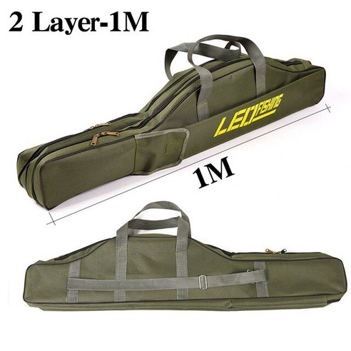 [XIG] 휴대용 접이식 낚싯대 캐리어 어항 도구 보관함 케이스, 2-Layer-1M-Green