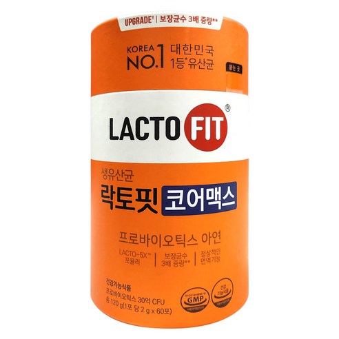 종근당 락토핏 코어맥스(1통 2개월분) 생유산균 프로바이오틱스, 120g, 1개