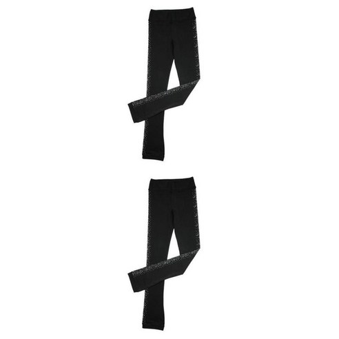 2pcs 스케이트 스타킹 크리스탈 스파클링 바지 피겨 스케이트 스키니 의상