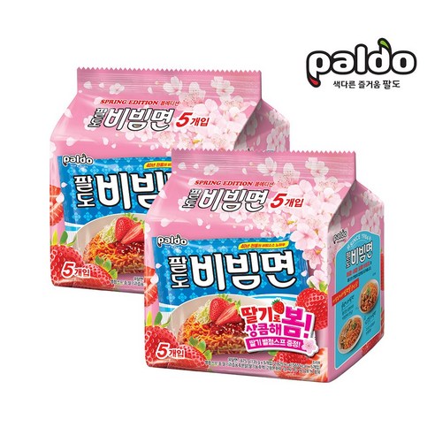 팔도 비빔면딸기 봄에디션 135g 5개+5개 총 10봉지, 팔도 딸기비빔면 10개, 10개 참깨라면볶음면 Best Top5