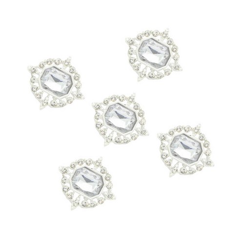 5 Pcs 아크릴 Flatback 라인 석 카보 숑 Diy 바느질 패스너 액세서리, 실버, 합금