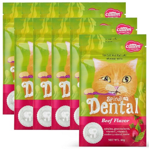 캣템 고양이 스피루리나 덴탈 간식 60g, 비프, 10개