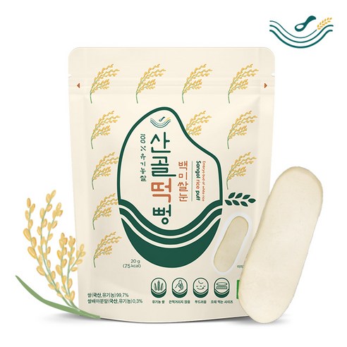 [산골이유식]산골떡뻥 쌀과자 유기농 아기간식 유아간식, 백미쌀눈떡뻥, 1개