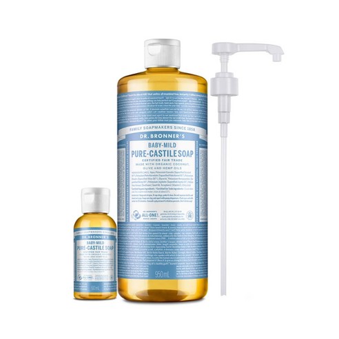 닥터브로너스 베이비 캐스틸 솝 세안&바디클렌저 950ml + 60ml, 1개, 1010ml