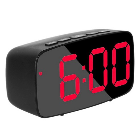 스마트 디지털 알람 시계 침대 옆 레드 LED 여행 USB 데스크 시계 12 / 24 시간 날짜 온도 침실 블랙 용 스누즈, 하나, 보여진 바와 같이