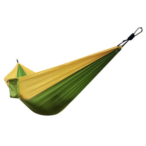 2인용 휴대용 낙하산 나일론 여행 캠핑 해먹 + 로프 및 후크, 노란색과 잔디 녹색, 270x140cm, 나일론 taffeta