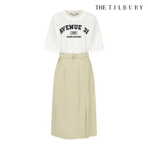 더틸버리 레터링 패치 텍스쳐 블록 원피스 TP5M0OP05W