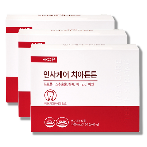 뼈 튼튼 잇몸 치아건강 프로폴리스 20mg 함유 프로폴리스 아연 C영양제, 3박스, 60정