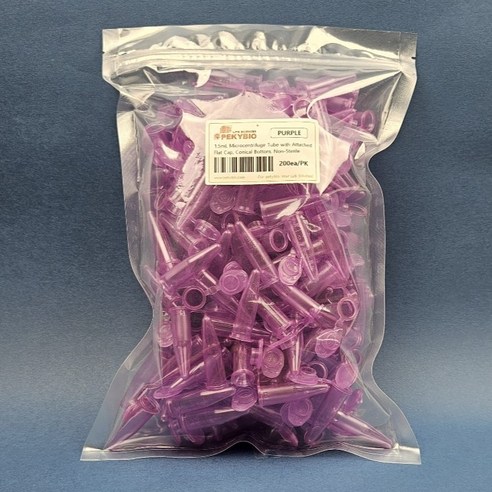 비멸균 1.5mL 8가지 색상 마이크로 튜브 원심분리 micro centrifuge tube 캡튜브 원심관 미니, Purple(200ea)