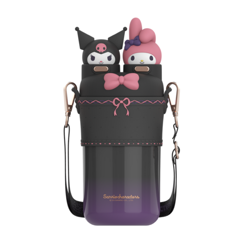 정품 산리오 텀블러 550ml, 550ml 쿠로미+마이멜로디(블랙), 1개