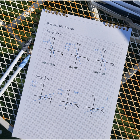 그리드 스프링 노트 5mm 가로형 골드링 3종 컬러 속지 그래프 수학 과학 필기 공책, 그린