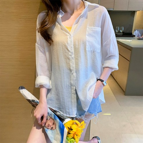 넷투넷코리아 여성 빅사이즈 캐주얼 루즈핏 단색 기본 셔츠 남방