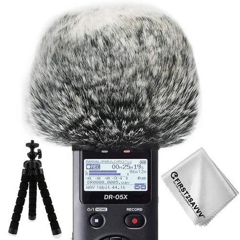 야외 휴대용 디지털 레코더 모피 마이크 윈드 스크린 윈드 머프 Tascam DR05X DR05 미니 삼각대, TMDMDR05X01TZ3