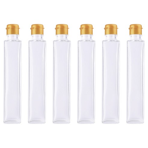 가인글로벌 하바리움200사각(P) 투명 유리병, 원터치캡(소) 골드, 6개, 200ml