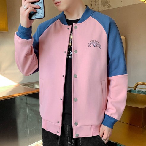 Mao새로운 도착 색상 대비 야구 재킷 남자 유행 가을 스탠드 칼라 느슨한 전국 패션 파일럿 스포츠 자켓