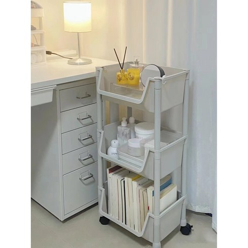 DS 이동식 트롤리 카트 수납선반 다장소적용, 화이트