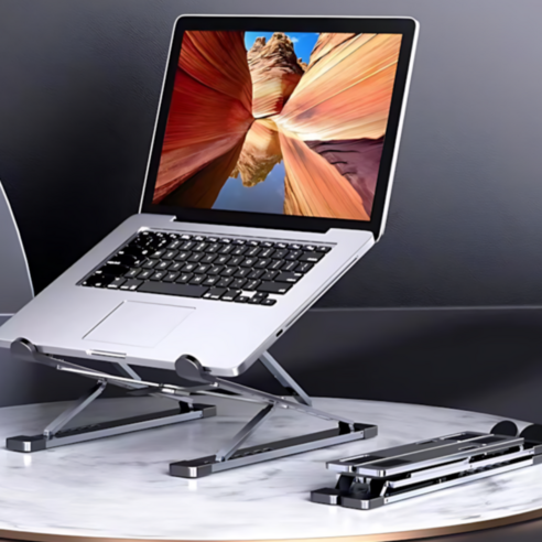 바이라이프 노트북 거치대 15단 휴대용 알루미늄, 실버