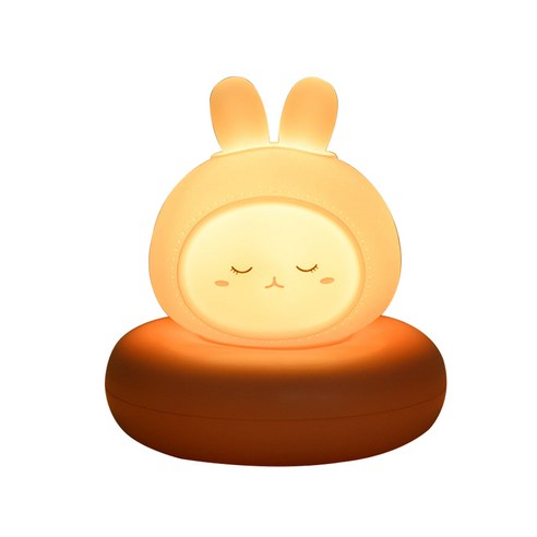 토끼실리콘 무드등 충전식 수유등 취침등, 핑크