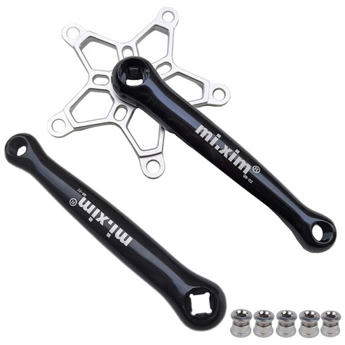 SJSHOP 튼튼한 자전거 크랭크 세트 8 ~ 12 속도 도로 MTB 자전거 크랭크 암, 실버 볼트, BCD 130, 알루미늄 합금