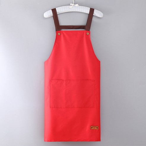 씨오브비 주방 카페 생활방수 편한 앞치마, 레드, 1개