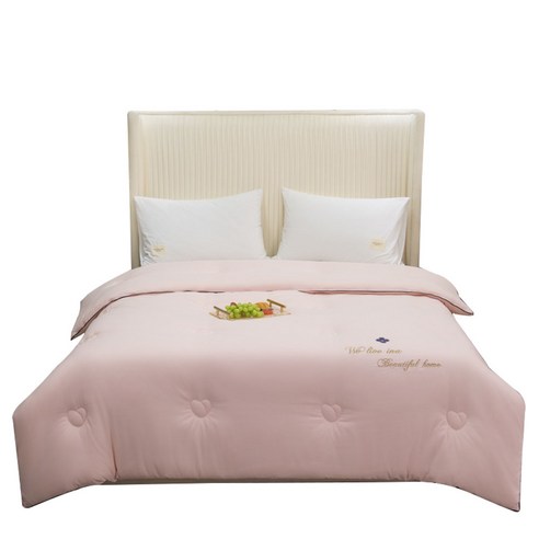 Yiduoxing 컴포터블 소이 파이버 엠브로더리 퀼트 차렵이불, Light Pink