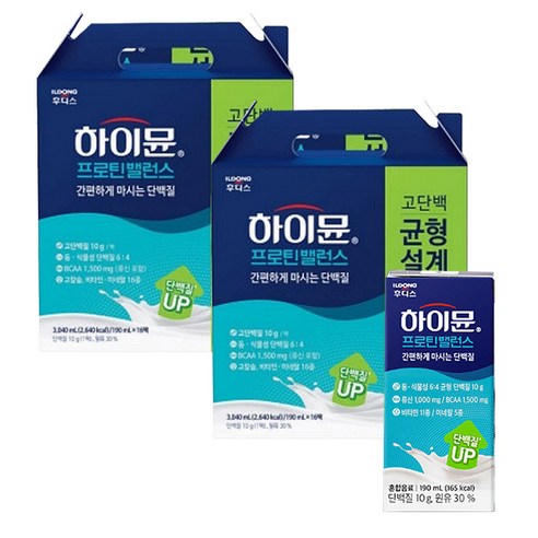 일동후디스 하이뮨 프로틴밸런스 음료 190ml 16팩 x 2박스, 2개