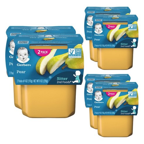 거버 어린이 액상 식품 113g 2개입, 배(Pears), 226g, 6개