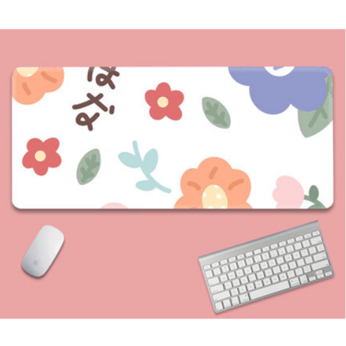핑크 플라워 꽃 마우스 장패드 데스크 매트 패드 큐티 캐릭터 책상 덮개 깔개 시트 대형, 90*40cm, S01