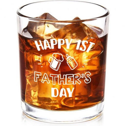 Futtumy First Father Day 선물 Happy 1st Fathers 위스키잔 남자 새아빠를 위한 처음으로 아빠를 기대하는 아빠 10oz, Happy 1st Fathers Day