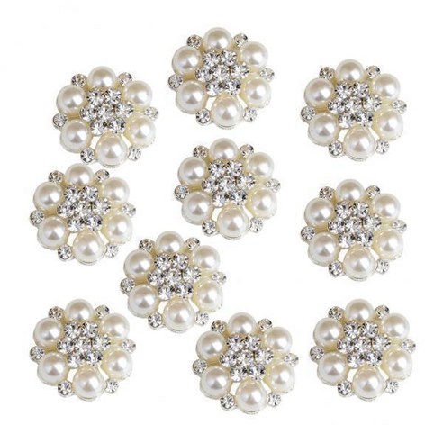 2-10pack 10pcs 진주 Diamante 꽃 Flatback 바느질 단추 DIY 꾸밈, 합금, 찢어진 조각