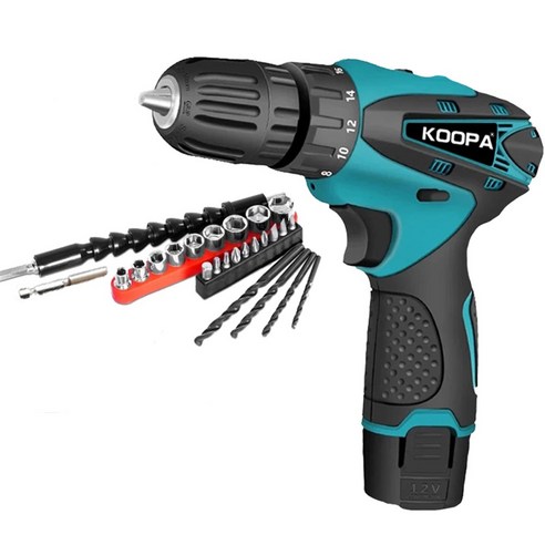 KOOPA TOOL 12V 집 미니 전기 드릴 무선 스크루 드라이버 미니 무선 리튬 이온 배터리 전동 공구 속도 및 토크 조절 가능, 판지 상자, 배터리 1개, 1개 켈슨전동드릴