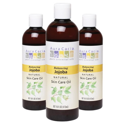 아우라카시아 내추럴 스킨 케어 오일 밸런싱 호호바, 473ml, 3개