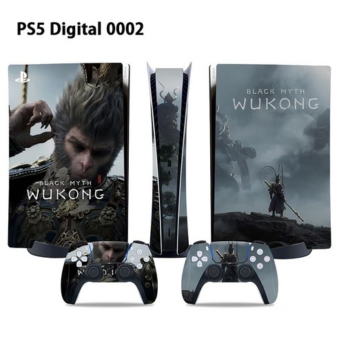 PS5 / PS5 Slim 검은신화 오공 스티커 콘솔 + 컨트롤러 스티커, 5세트, PS5 Digital 0002