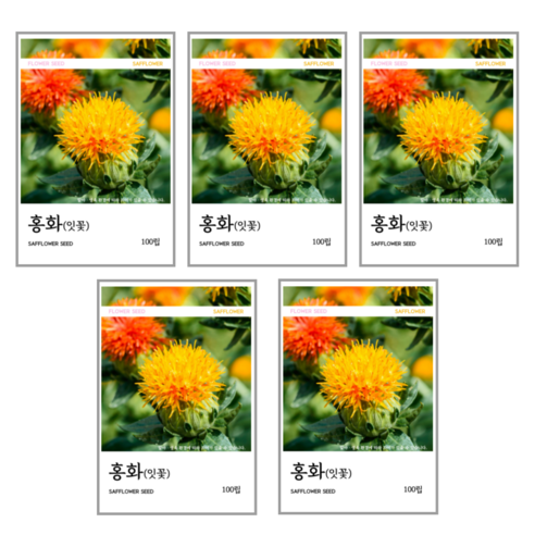 홍화씨(잇꽃) 씨앗 100립, 5개