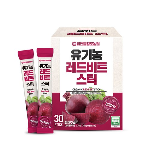 참앤들황토농원 맛있는 유기농 레드비트 스틱 1박스 (12gx30포) + 전용쇼핑백증정, 12g, 1개