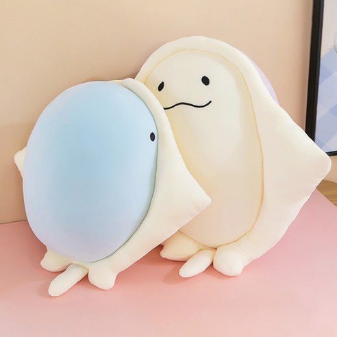 바른리빙 귀여운 스마일 가오리인형 캐릭터 모찌 동물 애착인형 40cm, 블루, 1개