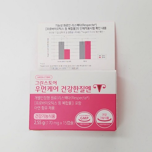 그린스토어 우먼케어 건강한질엔 약국정품, 1개, 170mg x 15캡슐, 2.55g