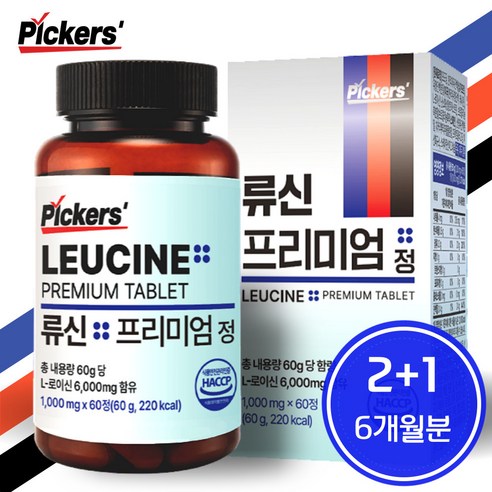   픽커스 류신 단백질 타블렛 프리미엄 정 1000mg, 60정, 60g, 3개