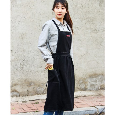 앞치마 프린트 가정용 여자 주방 요리 덮개 꽃집 베이킹 원예 주름 작업복, 검정색, 성인
