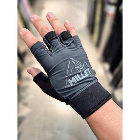 밀레 등산장갑 스판 쿨 반장갑 스포츠 남성 간절기 MXTUL004 21, M, 블랙, 1개