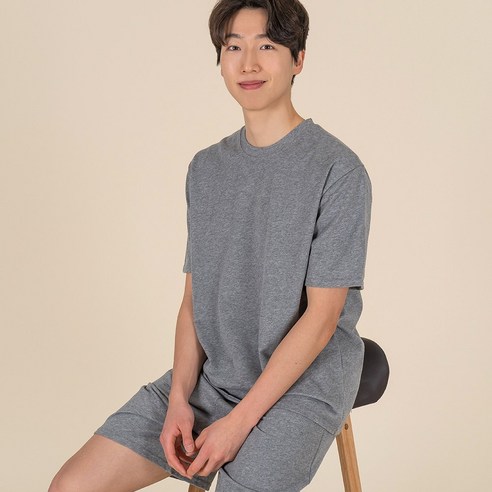 코튼원 남성 무지반팔 라운드 상하세트 4컬러